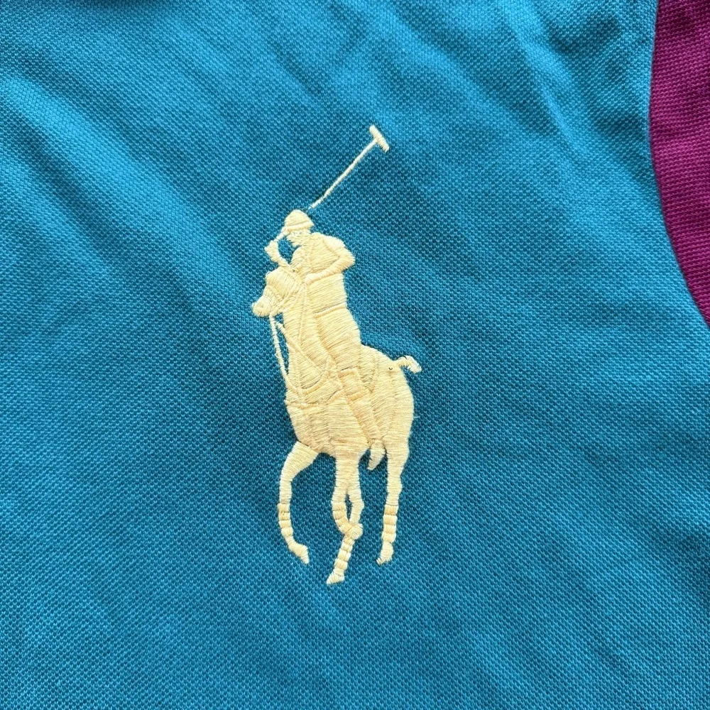 Vintage 90s style Polo ralph lauren big pony logo colorblock polo shirt mens